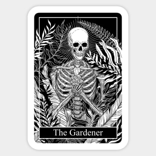 Skeleton The Gardener Tarot card Sticker